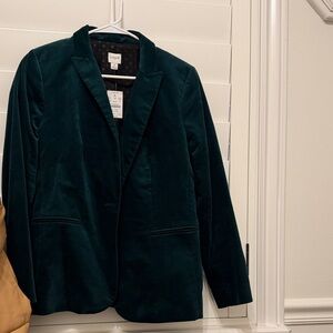 J. Crew Women's Dark Green Velvet Blazer